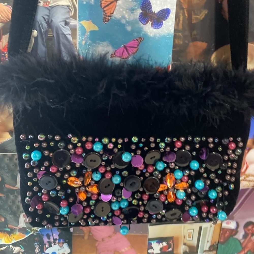 Black Beaded Women's Bag